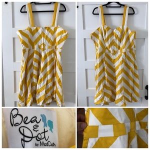 Mustard/white chevron print dress from ModCloth